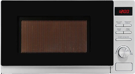 Exquisit MW2070-3GDisi Mikrowelle mit Grill und Automatikprogrammen in Silber, B/T/H: 44,0 x 33,6 x 33,6 cm - Bild 1