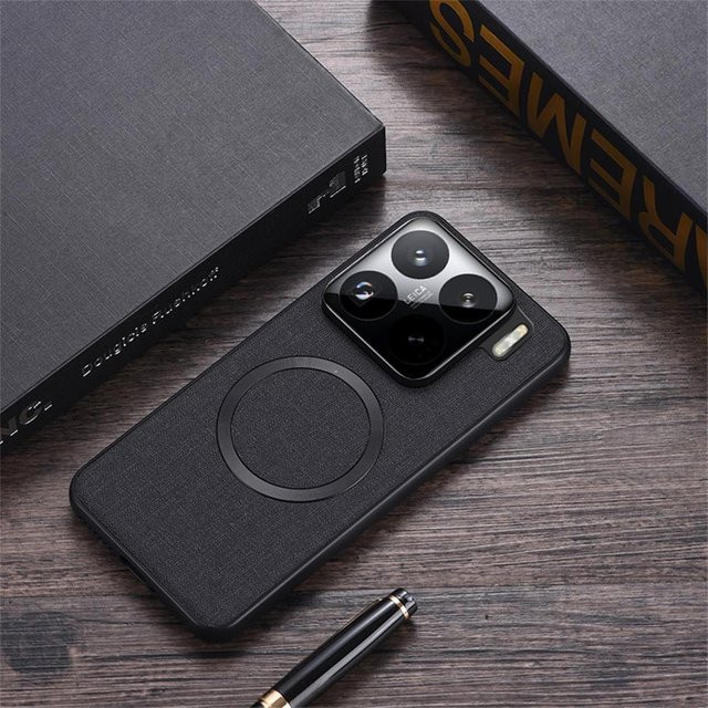 Stoßfeste Magnet-Schutzhülle aus PU-Leder und hartem PC für Xiaomi 14T Pro in Schwarz und Transparent - Bild 1