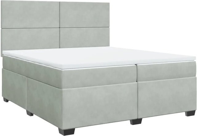 vidaXL Boxspringbett mit Matratze in Grau aus Samt mit Taschenfederkern B/T: 200 x 200 cm - Bild 1