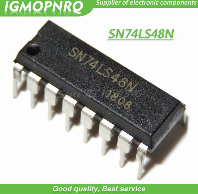 100 Stück SN74LS48N DIP16 BCD-zu-7-Segment-Decoder in Schwarz - Bild 1