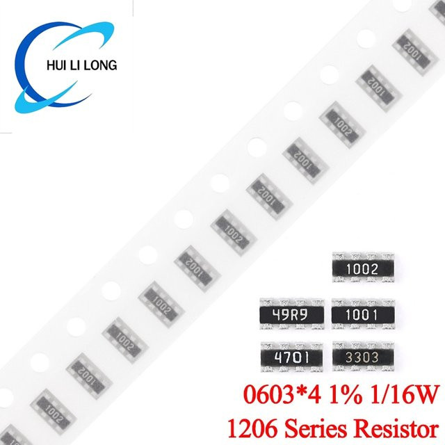 100 Stück SMD Widerstände Set 1206 0603 1% Toleranz 1/16W in Schwarz mit verschiedenen Ohm-Werten von 10 Ohm bis 1M Ohm - Bild 1