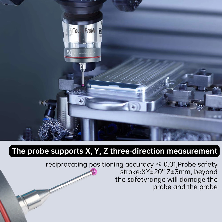 RATTMMOTOR WP-500 V6 Anti-Roll 3D-Kantentaster in Silber zur Mittelpunktfindung für CNC-Maschinen kompatibel mit Mach3 und Grbl - Bild 3