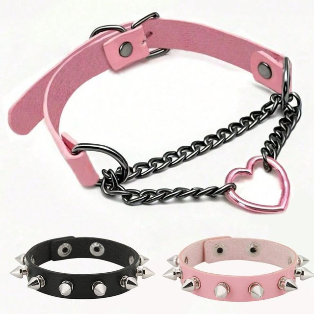 YIRAN Halsketten und Armbänder, Leder, pink, Punk, Unisex - Bild 1