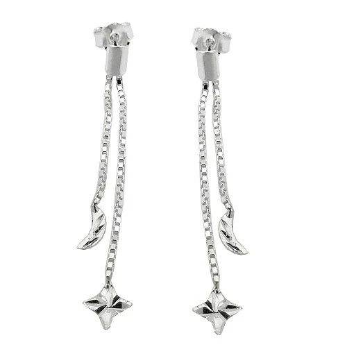 Colfem Ohrstecker Kette, Mond/Stern, 925 Silber, Unisex - Bild 1