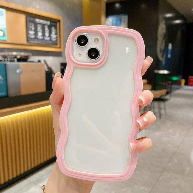 Rui Di Handyhülle mit Wellenrand in Rosa, transparent und stoßfest für iPhone Modelle - Bild 1