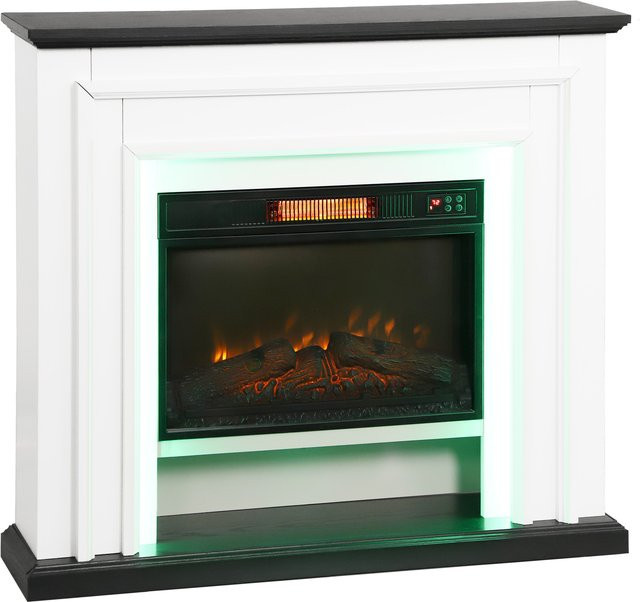 Elektrischer Kamin HOMCOM mit 1800W, RGB-LED-Lichter, 3-stufigem Flammeneffekt und Kaminaufsatz, Thermostat, Fernbedienung und Timer, schwarz und weiß - Bild 1