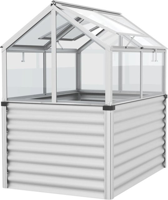Vitavia Hochfrühbeet Gamma mit Unterbau aus Aluminium und Sicherheitsglas, Farbe Silber, B: 89 cm, T: 127 cm, H: 135 cm - Bild 1