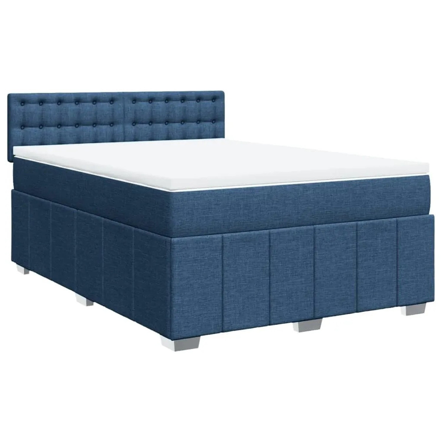 vidaXL Boxspringbett mit Matratze Blau, Hybrid-Bett mit USB-Ladeport und Unterbettbeleuchtung, B/T: 140 x 200 cm - Bild 2