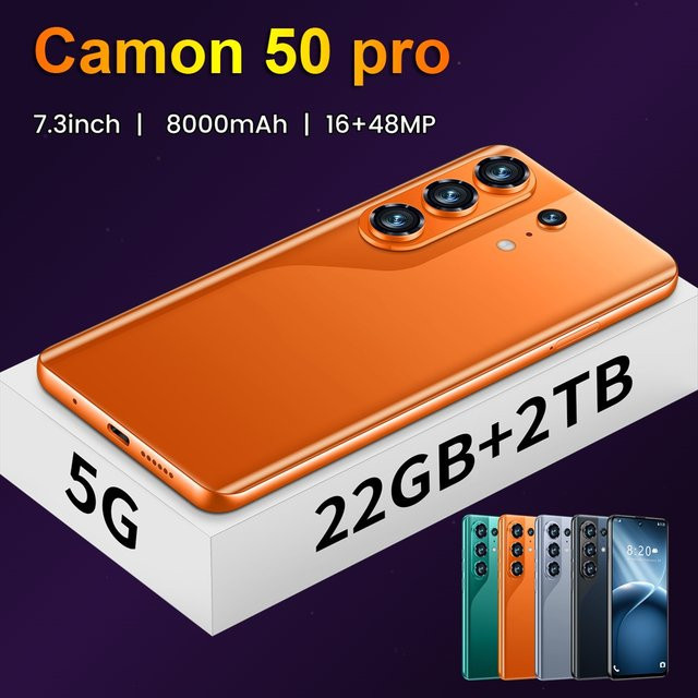 CHOTOG Camon 50 Pro Smartphone Android 5G mit 7.3 HD Display, 22GB RAM, 2TB Speicher, 8000mAh Akku und 48MP Kamera, Dual SIM, Global Version - Bild 1
