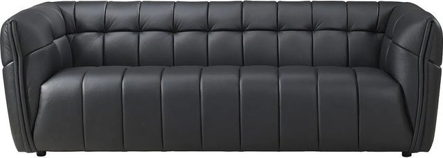 Dugori Sofa aus Büffelleder in Schwarz mit Capitonné-Design, Breite: 222 cm - Bild 1