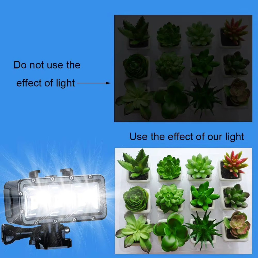 EXSKOF Wasserdichtes Unterwasser-LED-Fülllicht in Schwarz für GoPro Hero, Insta360, SJCAM, AKASO und DJI Osmo Action Kameras - Bild 5