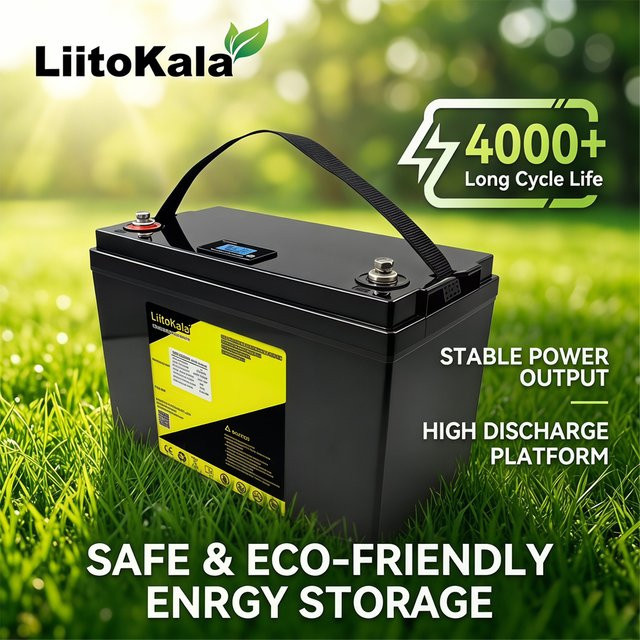 LiitoKala LiFePO4 Batterie 12V 120Ah 1536Wh mit Smart LCD-Display in Blau/Schwarz - Bild 1