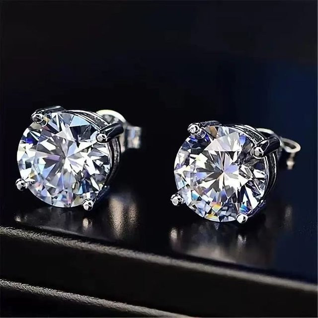 Ohrstecker 925 Silber, Weißgold plattiert, Moissanit, Diamant, Damen - Bild 1