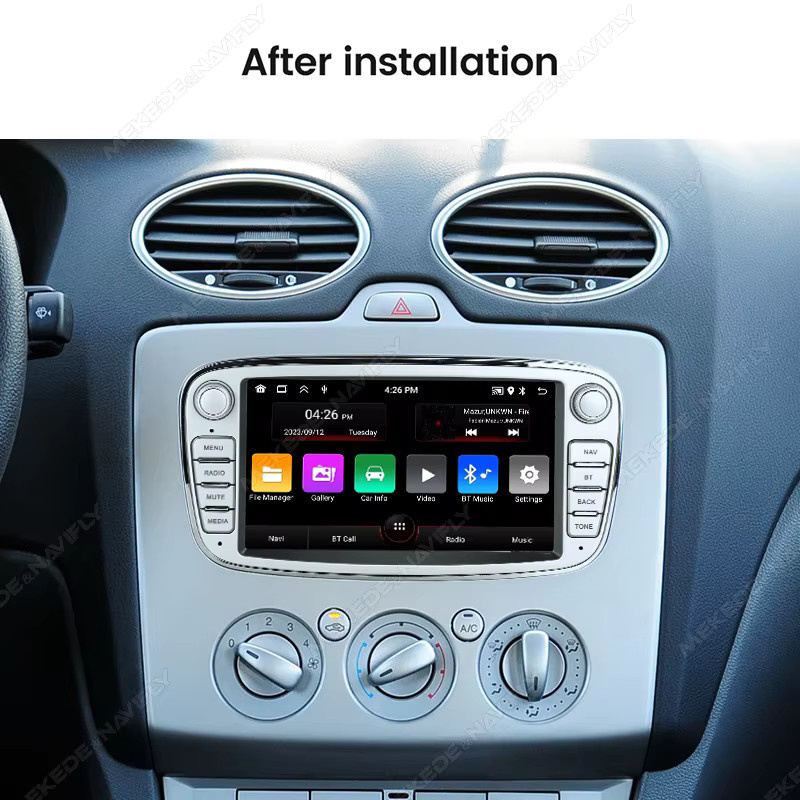 NAVIFANS Android 15 Autoradio mit 7 Zoll Display, CarPlay und GPS für Ford Focus Mondeo S-Max C-Max Galaxy Kuga, Schwarz - Bild 2