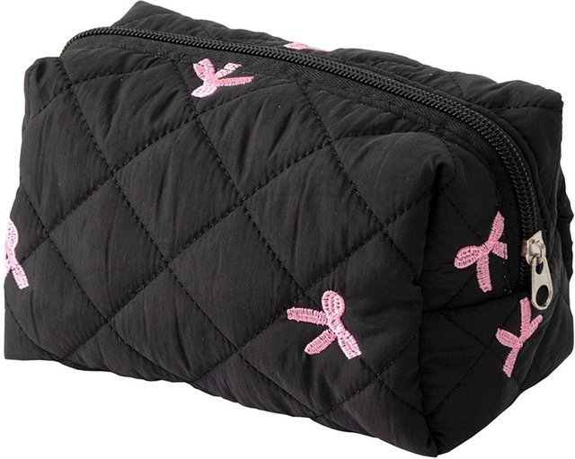Schleifen-Federmäppchen mit Reißverschluss in Schwarz, tragbare Schreibwaren-Aufbewahrungstasche aus Polyester mit großem Fassungsvermögen - Bild 1