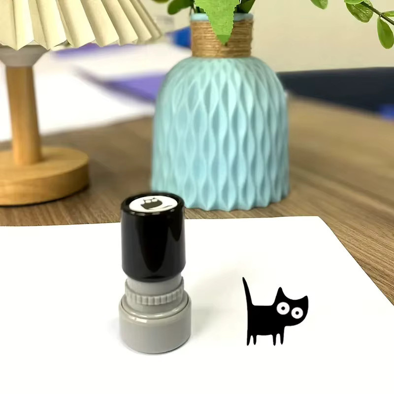 Selbststempelnder schwarzer Katzenstempel aus Kunststoff für Journaling, Kunst und Handwerk - Bild 3