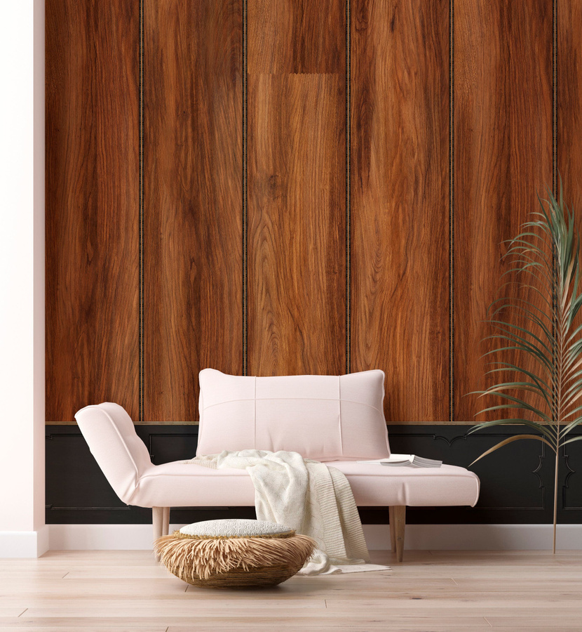 NLXL Wandtapete Holzpaneel Mahogany in Braun im modernen Naturdesign - Bild 1