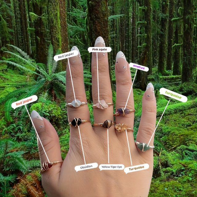 Ring Naturstein, Tigerauge, gelb, Damen - Bild 1