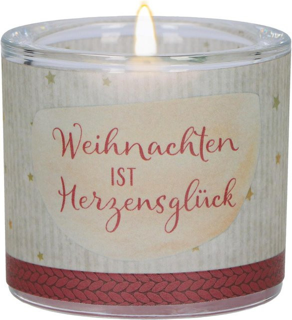 Glaswindlicht Butzon und Bercker Weihnachten ist Herzensglück, transparent, für Votivkerzen - Bild 1