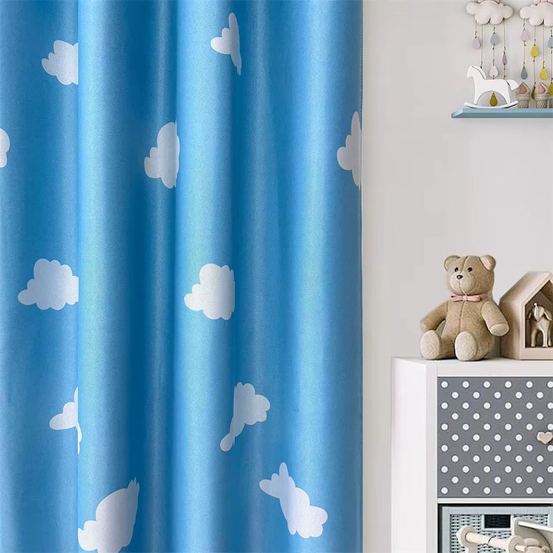 Blaue Cartoon-Vorhänge mit Wolken-Print für das Kinderzimmer, halbtransparente Fensterpaneele von Black Ant, Breite: 107 cm, Höhe: 160 cm - Bild 2