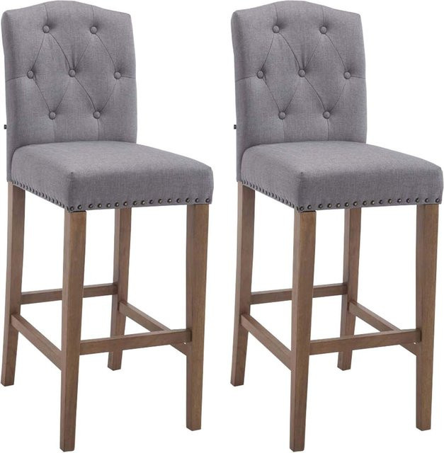 CLP 2er Set Barhocker Louise aus Holz mit Stoffbezug - Bild 1