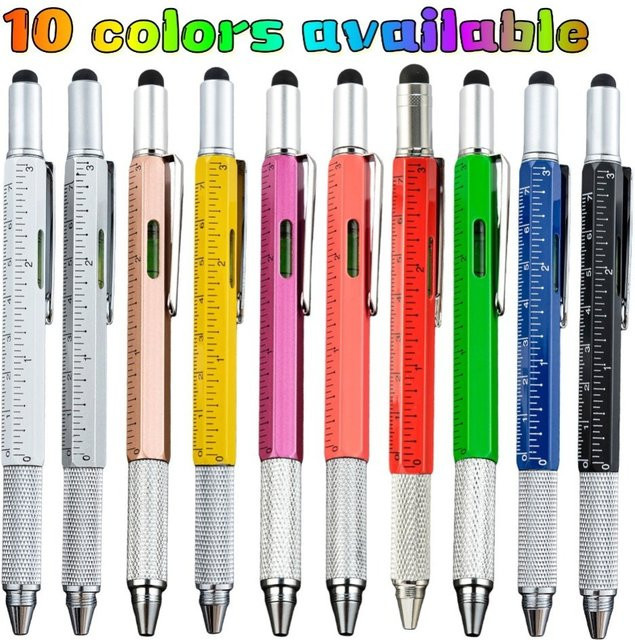 6-in-1 Multifunktions-Kugelschreiber von TWBEB in Pfirsich mit Handwerkzeug, Lineal, Schraubendreher, Touchscreen-Stift und Wasserwaage aus Metall - Bild 1