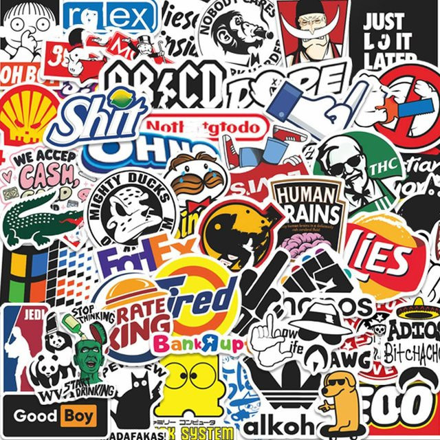 49 Stück Coole Lustige Sticker Set mit Cartoon Meme Motiven in Multicolour für Laptop Notizbuch Skateboard und Helm - Bild 1