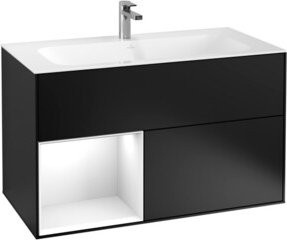 V&B Waschtischunterschrank Finion rechts, Schwarz matt lackiert, B/T/H: 99,6 x 49,8 x 49,8 cm - Bild 1