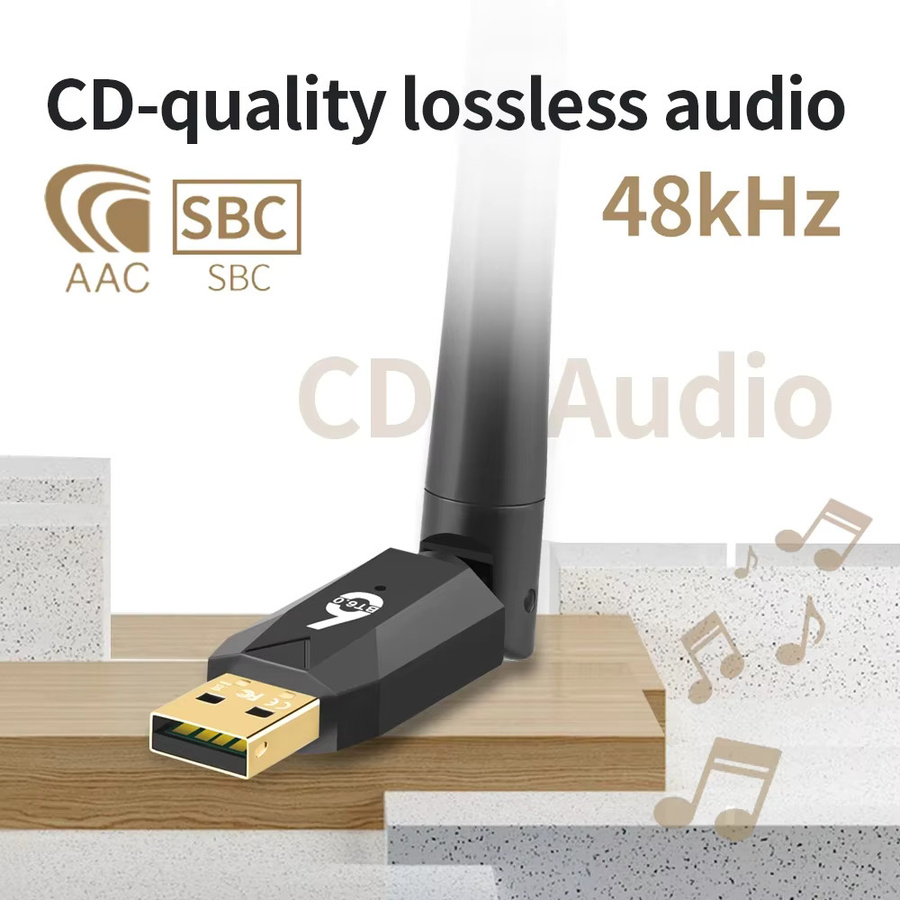 KEBIDUMEI Bluetooth 6.0 5.4 USB-Adapter Schwarz – Kabelloser Audio-Empfänger und Sender für PC und Tastatur - Bild 4