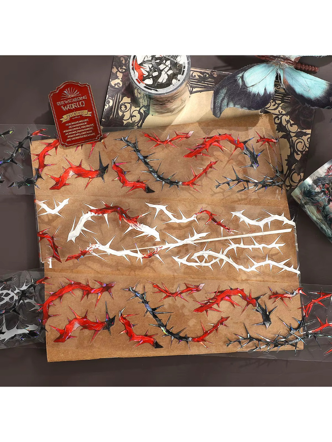 Vintage Dark Thorns Landschaft PET Washi Tape für DIY Journal und Collage, Breite: 5 cm, Länge: 500 cm, Mehrfarbig - Bild 3