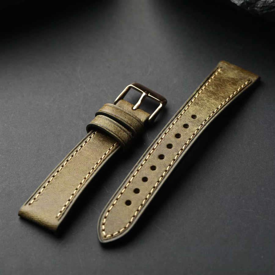 Raystray Armband, Leder, braun, grün, Herren, Vintage - Bild 2
