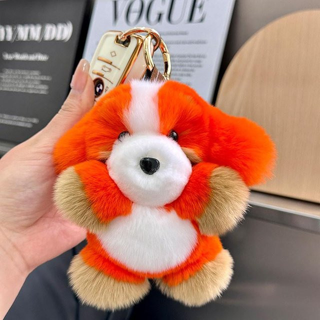 Schlüsselanhänger Linyi toy, Plüsch, Kaninchenfell, 14 cm, rot, Unisex - Bild 1