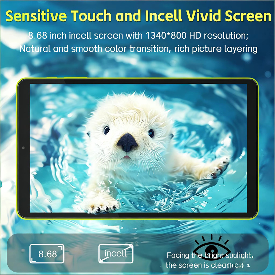 Paitanry Android 15 Tablet mit 8,68 Zoll Display, 8GB RAM und 64GB ROM in Grün - Bild 3