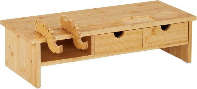 Relaxdays Monitorständer aus Bambus in Natur, höhenverstellbar, B/T/H: 54 x 23 x 14 cm - Bild 1