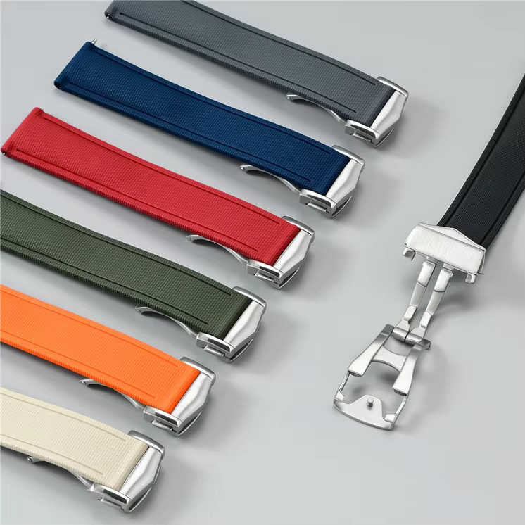 strapfreak Uhrenarmband Fluorkautschuk, Schwarz, Herren, Faltschließe - Bild 1