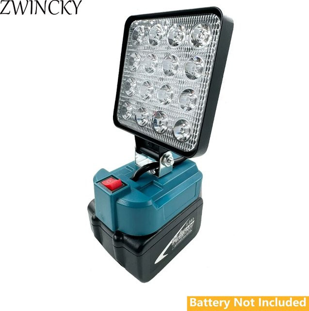 ZWINCKY LED-Akku-Taschenlampe für Makita 18 V, kabelloses LED-Flutlicht in Schwarz für Camping und Wandern - Bild 1