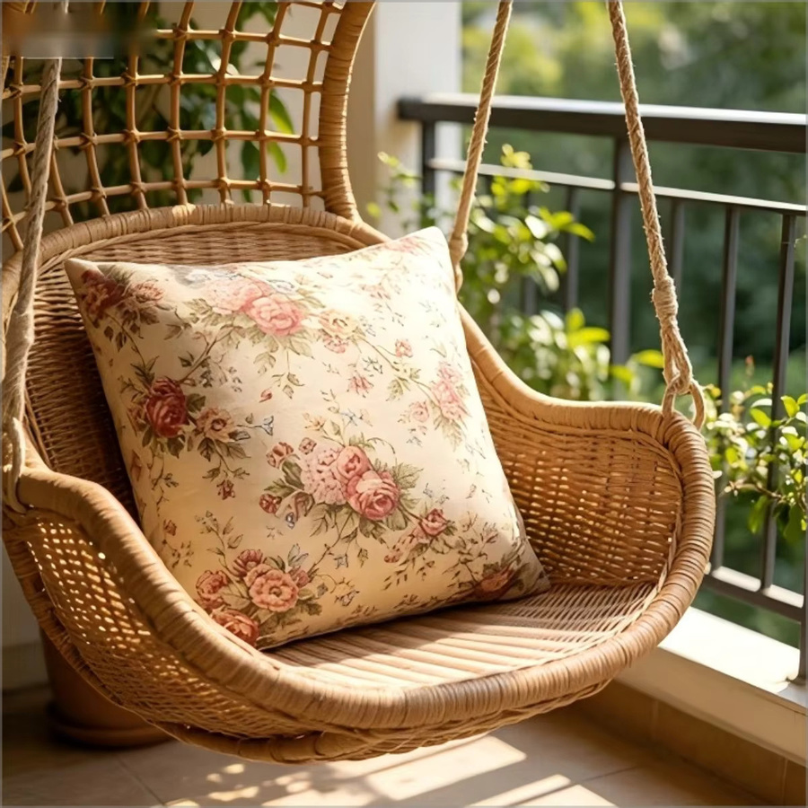 Vintage Kissenbezug mit floralem Blumenmuster im Shabby Chic Design, Farbe: Beige, B/T/H: 45 x 45 x 0 cm - Bild 4