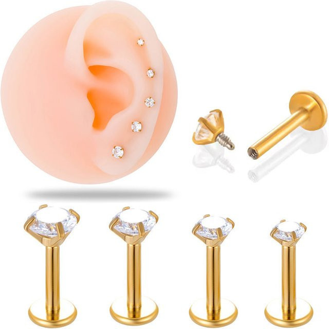 Mling Ohrstecker Edelstahl, Gold, Zirkonia, Unisex - Bild 1