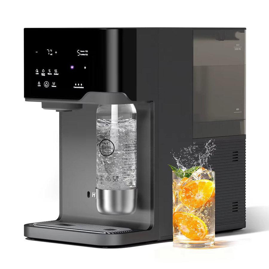 Hydrofast C300 RO Tischwasserfilter in Schwarz mit 6-stufiger Filtration, UV-Sterilisation und Eiswasser- sowie Sprudelwasserfunktion, 5-Liter-Rohwassertank und 1,5-Liter-Reinwassertank - Bild 5