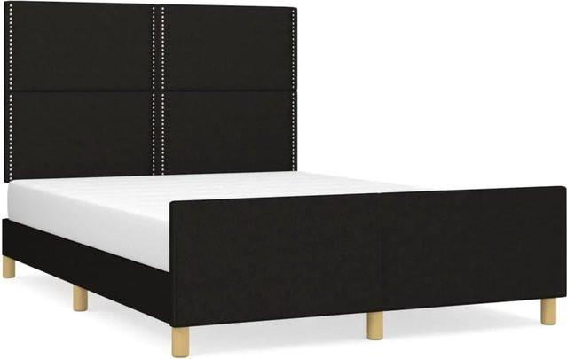 vidaXL Bettgestell mit Kopfteil in Schwarz aus Stoff und Holz B/T/H: 140 x 190 x 146 cm - Bild 1
