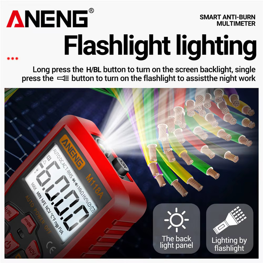 ANENG M118A Mini-Digitalmultimeter in Rot mit 6000 Zählungen TRMS als Voltmeter, Amperemeter, Ohmmeter und Kapazitätsmesser für deine DIY-Elektrikreparaturen - Bild 3