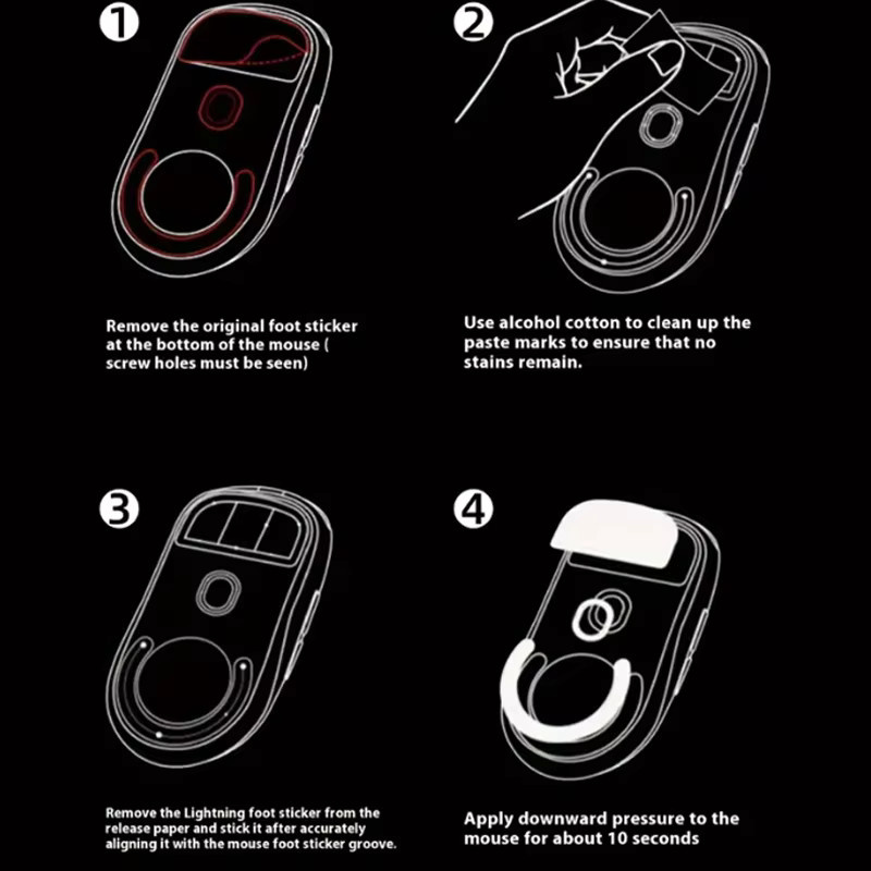 2er-Pack Maus-Skates für Logitech GPW2 Wireless in Weiß mit abgerundeten Kanten - Bild 2