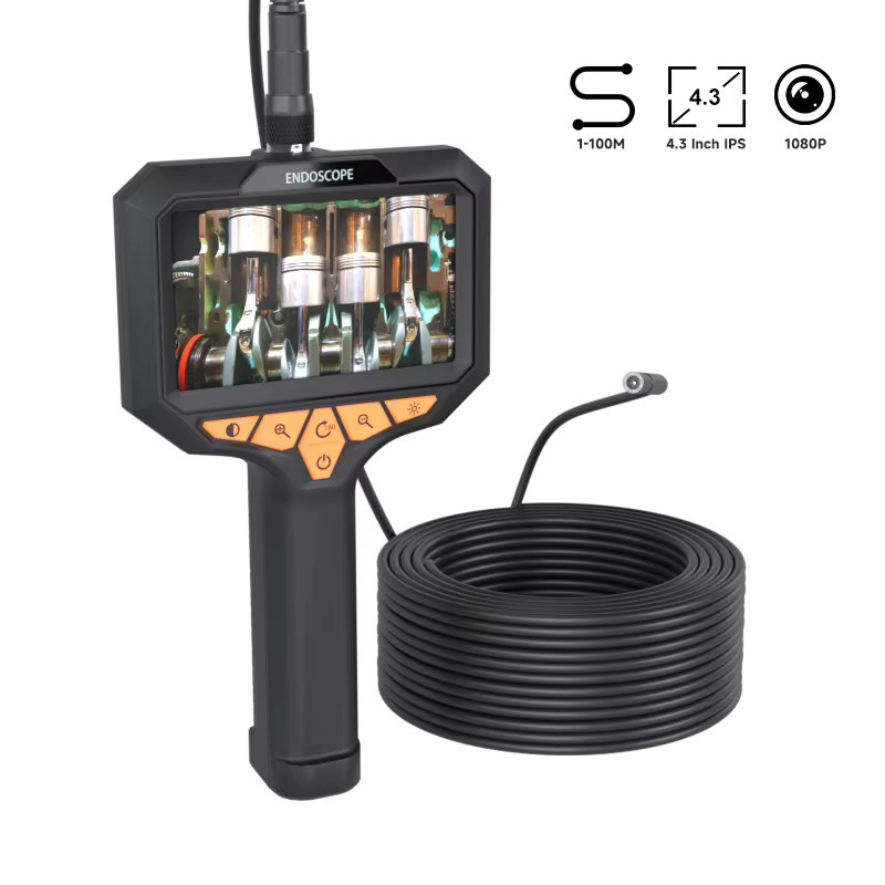 ENWOR Industrie-Endoskop Kamera mit 4,3 Zoll IPS Bildschirm, wasserdichte 8mm Sonde mit 8 LEDs, starres Kabel für Auto und Rohrinspektion, Farbe: Schwarz - Bild 4