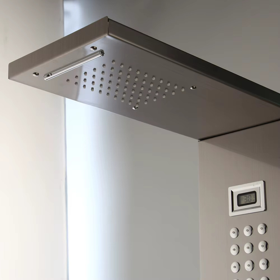 KEMAIDI Duschpaneel-Turmsystem mit Digitalanzeige und 4-Funktionen in Brushed Nickel, Regenmassagesystem mit Körperdüsen und Wasserhahnmischer, Farbe: Silber, B/T/H: 49,0 x 22,0 x 114,5 cm - Bild 3