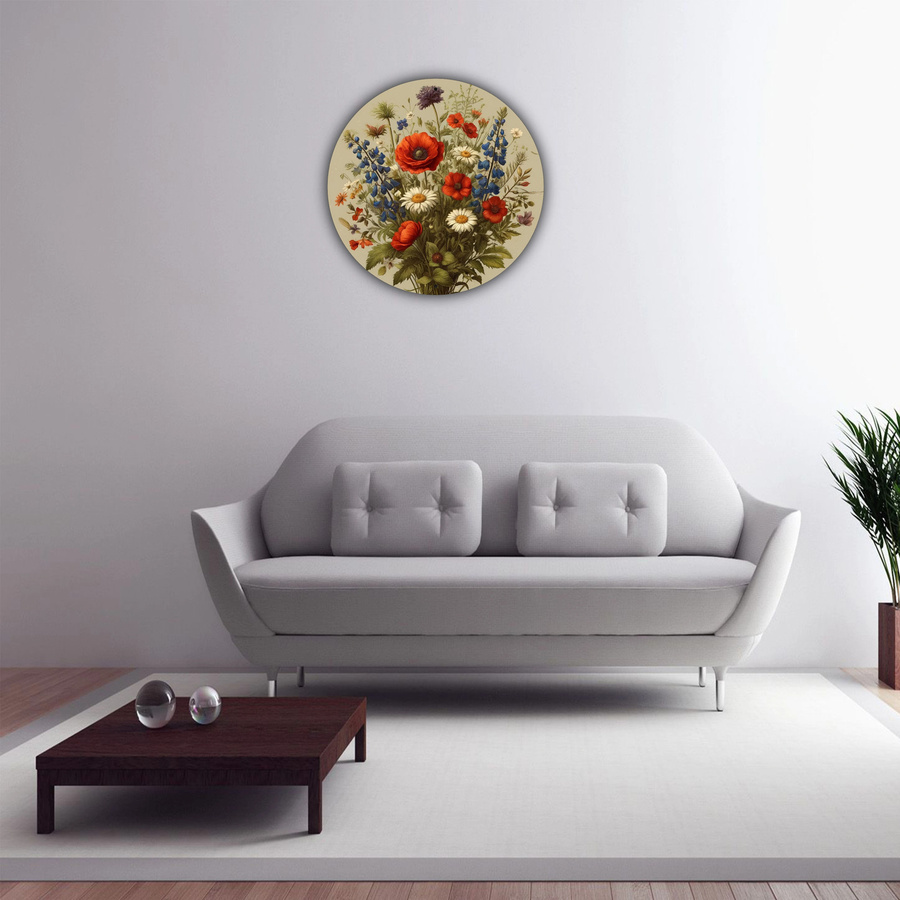 Potdemiel Runde Wanddekoration aus Metall mit floralem Botanical Design in Multicolour, Durchmesser: 20 cm - Bild 3