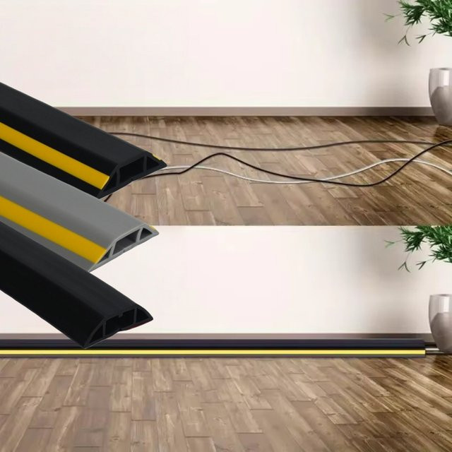 Selbstklebende Boden Kabel Abdeckung als Kabelprotektor und Drahtorganizer, 3 Meter Länge, Schwarz oder Gelb - Bild 1