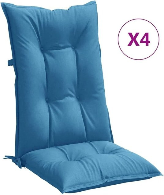vidaXL Hochlehner-Auflagen 4er Set Melange Blau aus Polyester, B/T/H: 120 x 50 x 7 cm - Bild 1