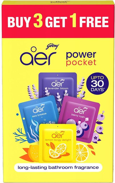 Godrej Aer Power Pocket Badezimmererfrischer Yellow 4er-Pack 10 g pro Stück - Bild 1