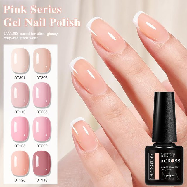 MEET ACROSS Gel Nagellack, Nude Pink, Glänzend - Bild 1