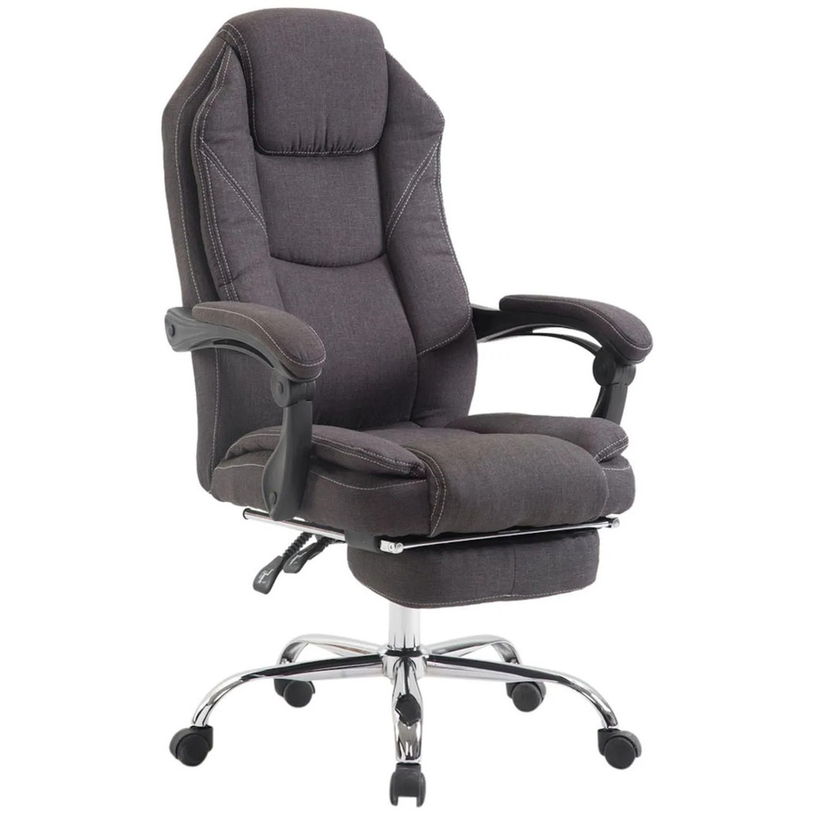 Ergonomischer Bürostuhl DELUKE MEDHA in Dunkelgrau mit Stoffbezug und Chromgestell, H x B x T: 114 x 67 x 64 cm - Bild 2